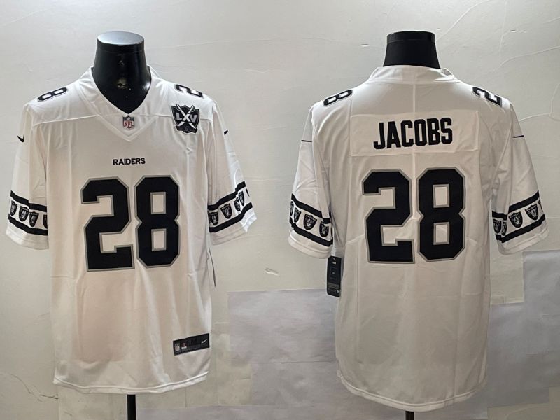 Men Oakland Raiders #28 Jacobs White Armband 2024 Nike Limited NFL Jersey style 2->oakland raiders->NFL Jersey